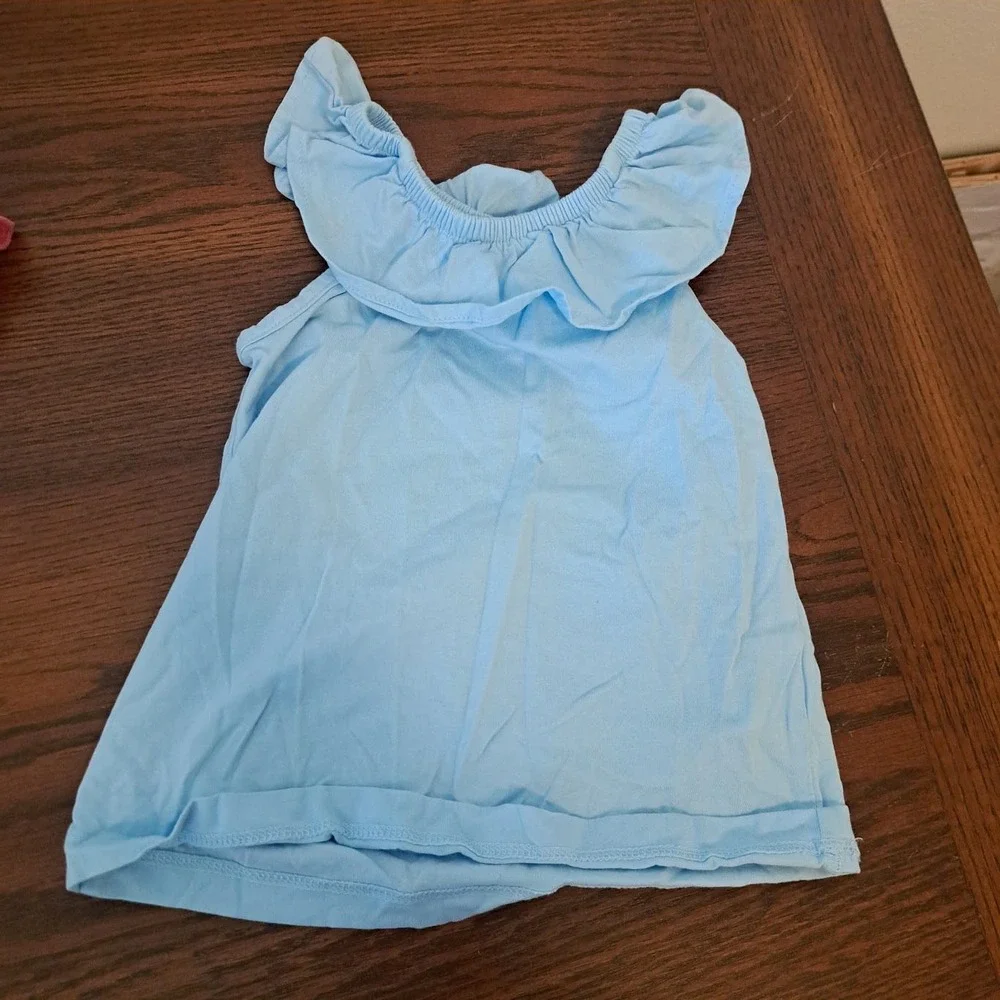 Lot 6 Old Navy Carters Toddler Girls Tops Tank Cami Ruffle Pink Blue 18M 2T